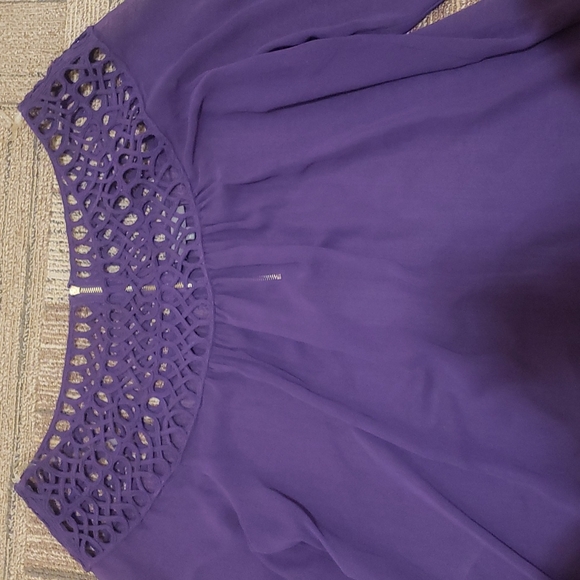 HI FALL!!! 💜 Umgee Purple Transparent Blouse with Gold Zipper - Picture 4 of 5